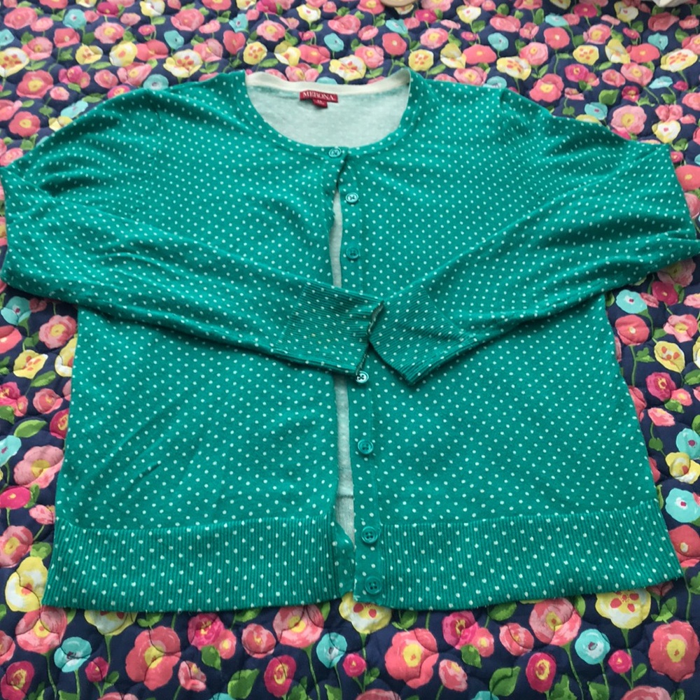 Green Polka Dot Cardigan